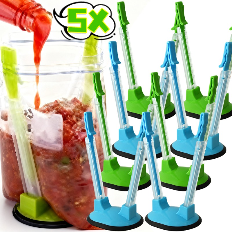 Food Storage Plastic Bag - Hands Free Baggy Rack Clip Adjustable