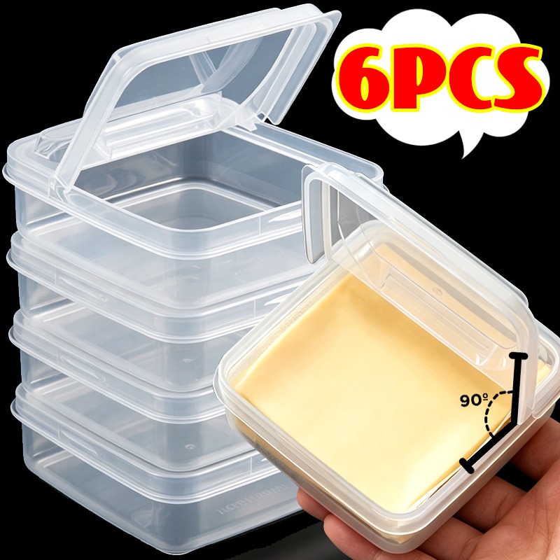 Food Storage Boxes With Lids - Transparent Sliced Cheese Container with Flip