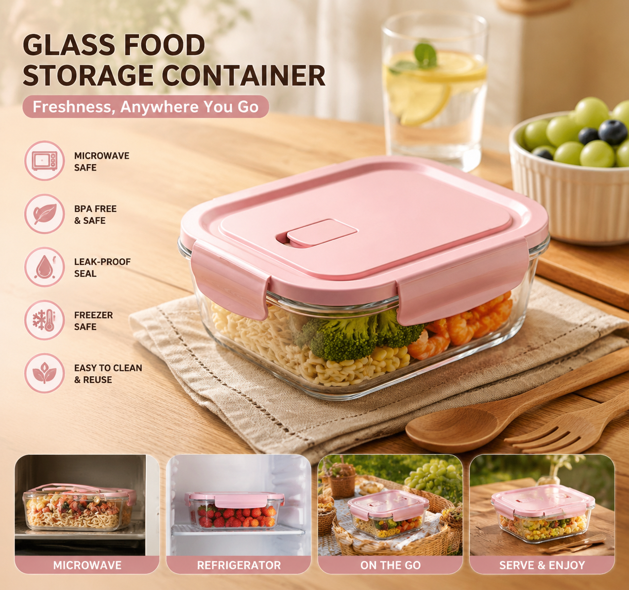 Food Storage Glass Box - High Borosilicate Glass Food Storage Container