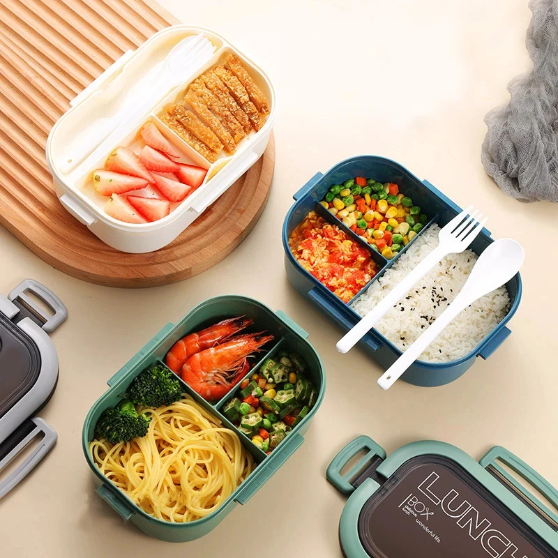 2 Layer Bento Lunch Box With I - Food Storage Hiking avaliação e preço