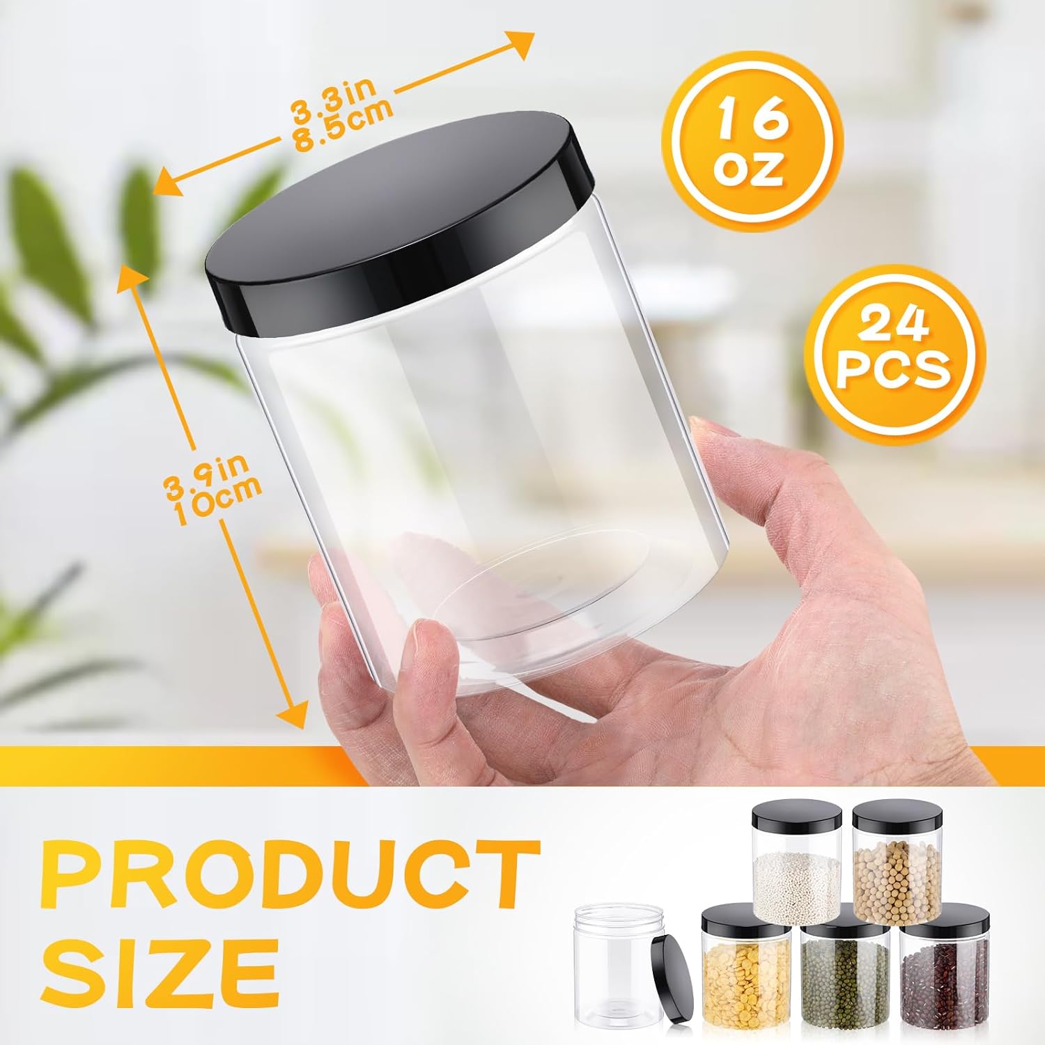 24 Pcs 16oz Plastic Jars with  - Food Storage Airtight avaliação e preço