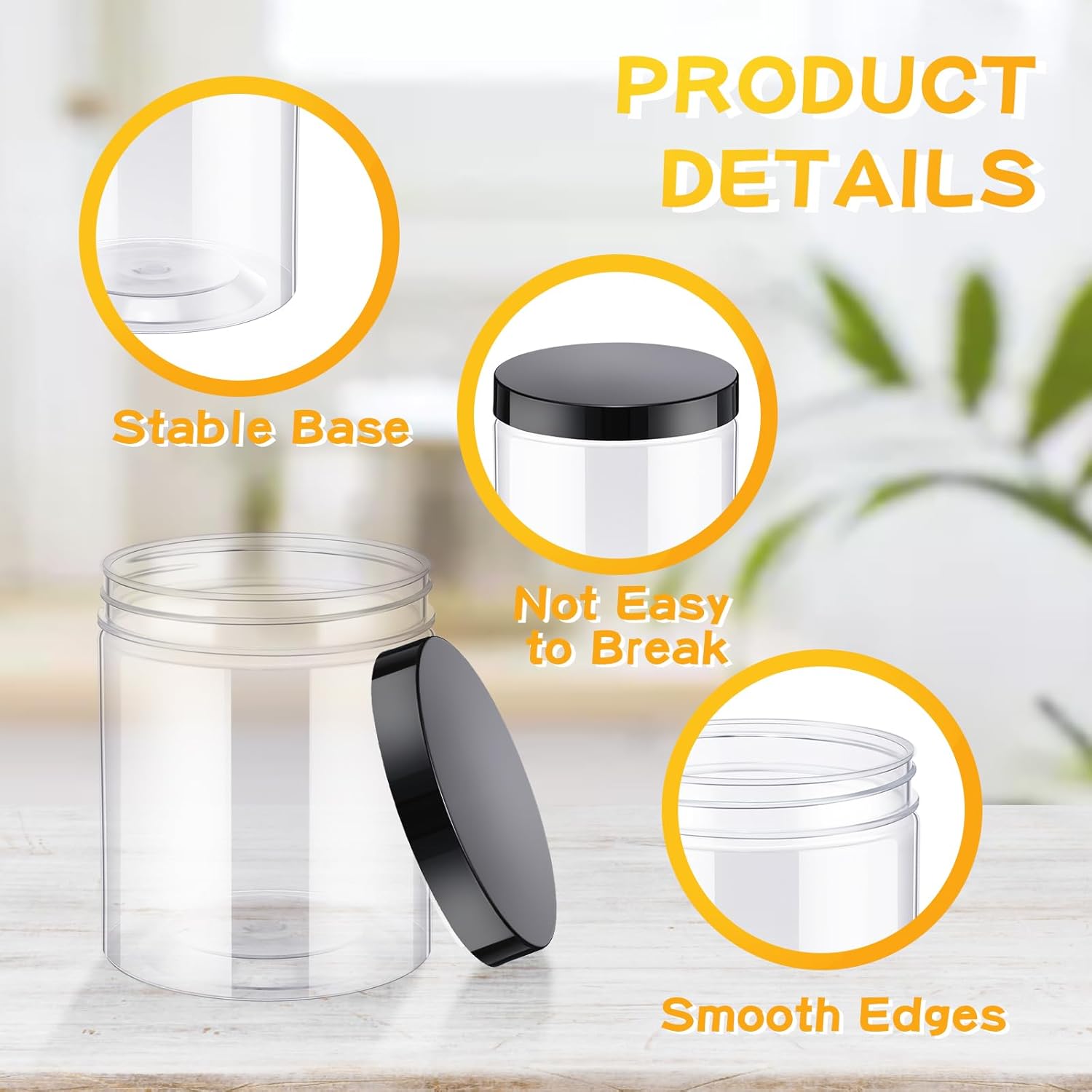 24 Pcs 16oz Plastic Jars with  - Food Storage Airtight avaliação e preço