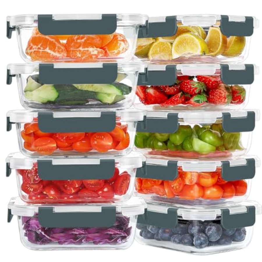 10 Packs 22 oz Glass Meal Prep - Food Storage Glass Box avaliação e preço