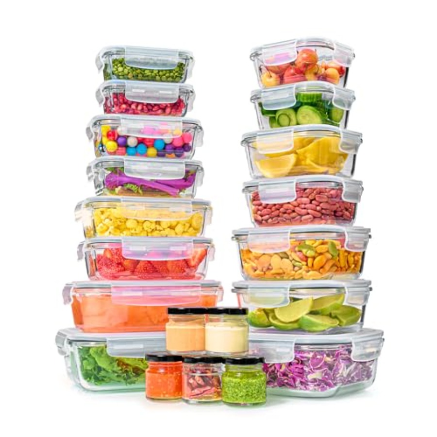 40pc Set Glass Food Storage Co - Food Storage Glass Box avaliação e preço