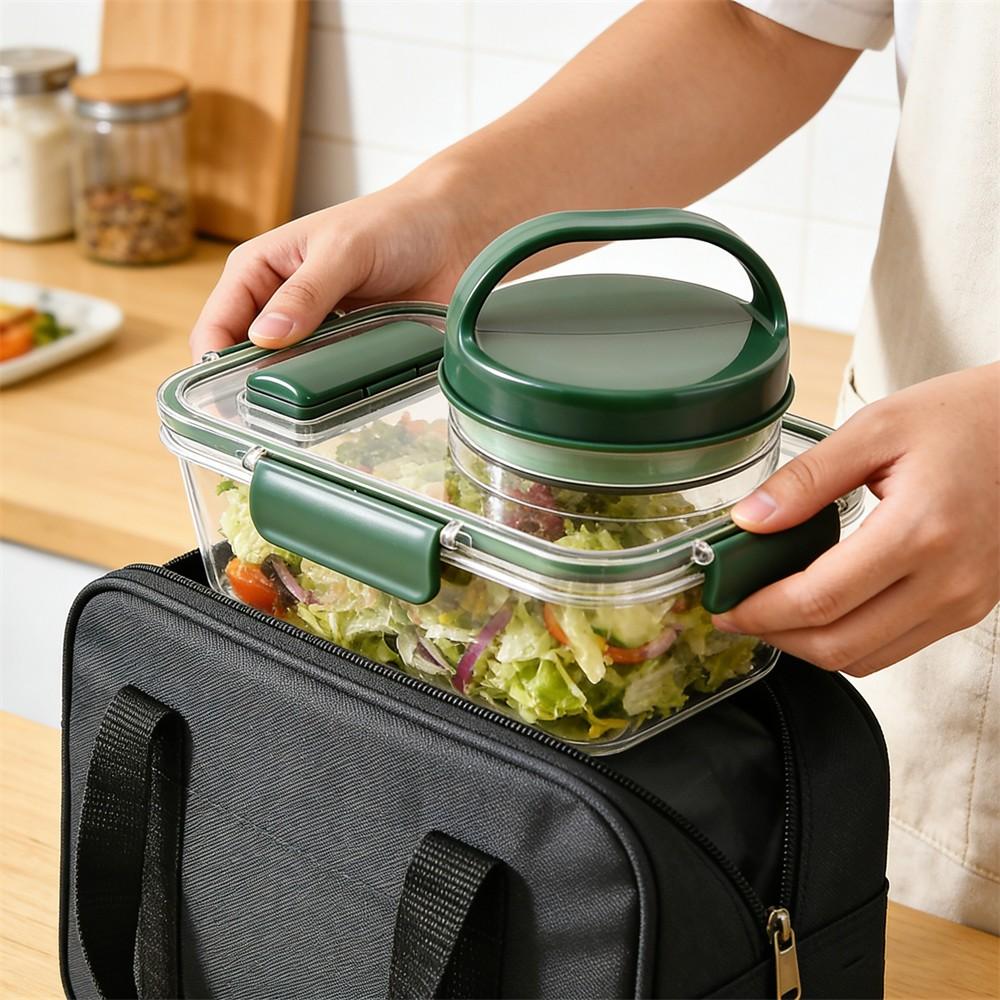 Portable Salad Bowl with Side  - Food Storage Boxes With Lids avaliação e preço