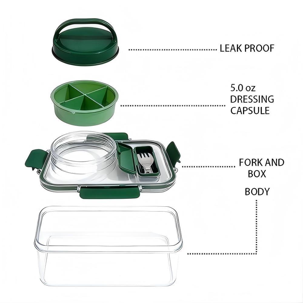 Portable Salad Bowl with Side  - Food Storage Boxes With Lids avaliação e preço