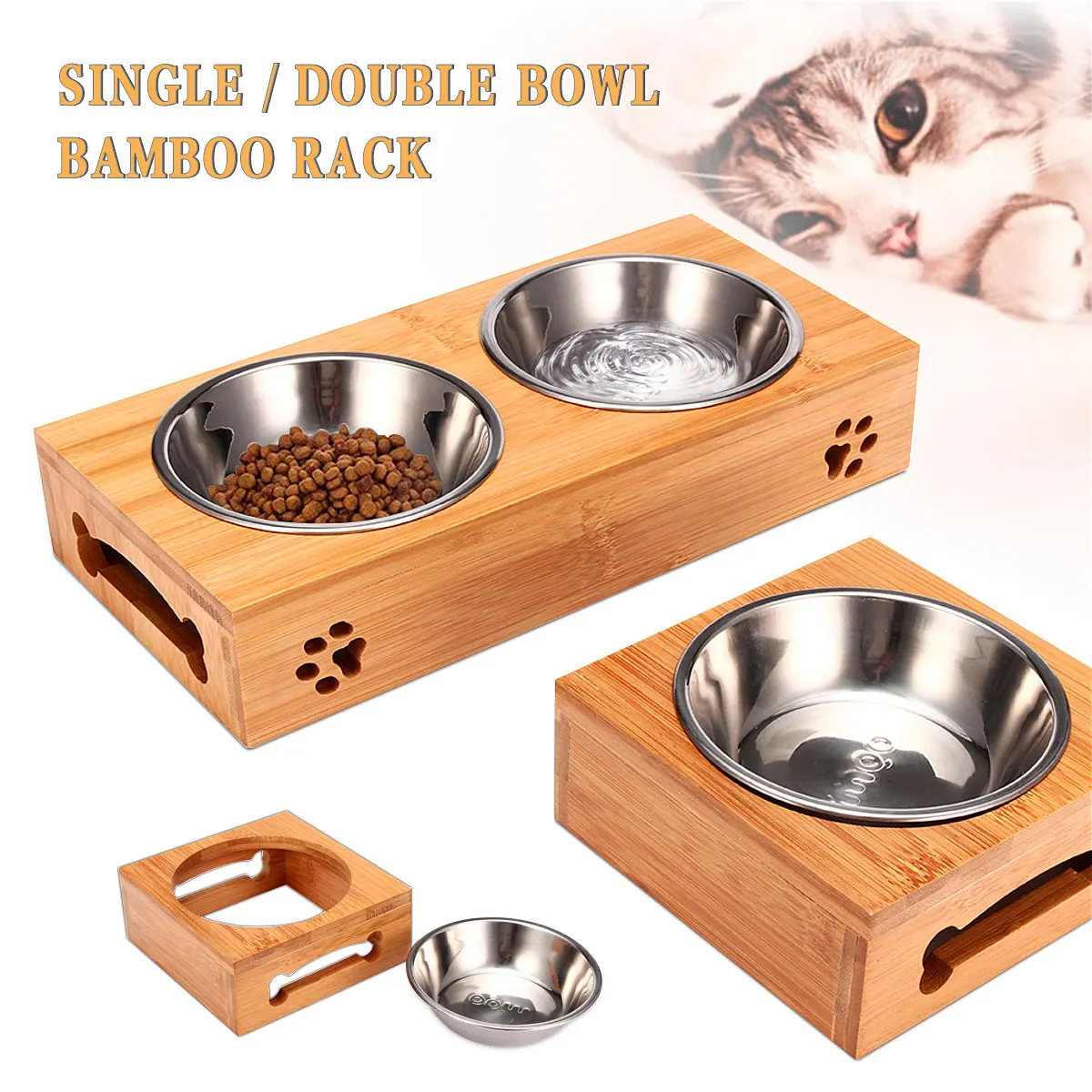 Pet Cat Bowl Bear Bamboo Plate - Food Storage And Safety avaliação e preço