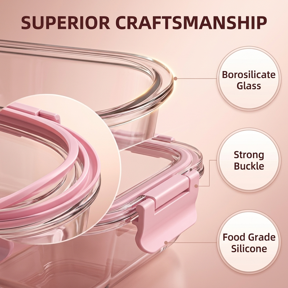 Pink Glass Food Storage Contai - Food Storage Glass Box avaliação e preço