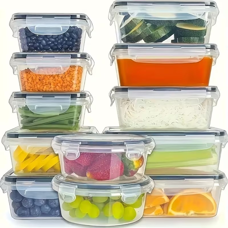 4-Piece Clear Food Storage Con - Food Storage Boxes With Lids avaliação e preço