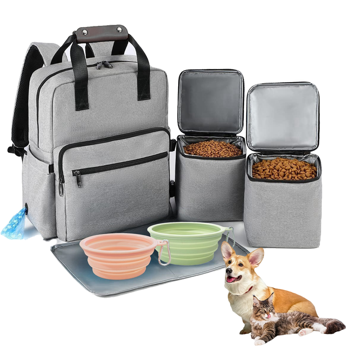 4 Set Dog Travel Bag Multi-Fun - Food Storage Hiking avaliação e preço