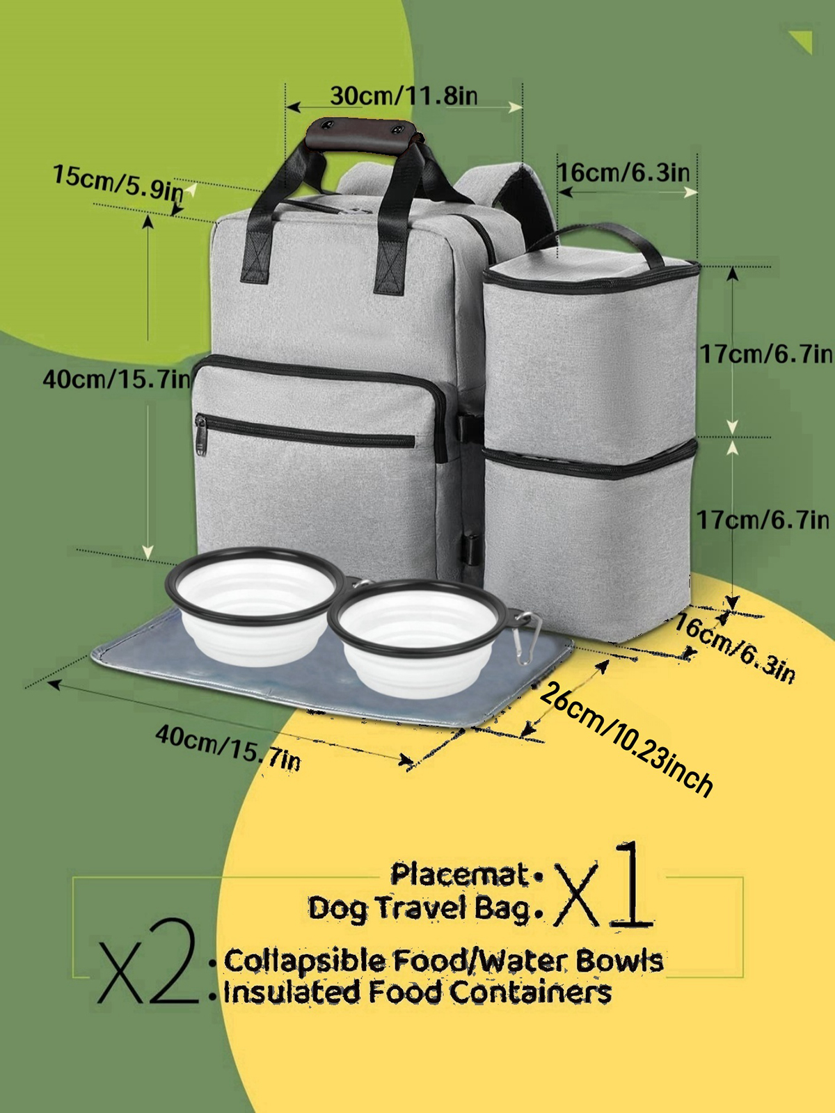 4 Set Dog Travel Bag Multi-Fun - Food Storage Hiking avaliação e preço