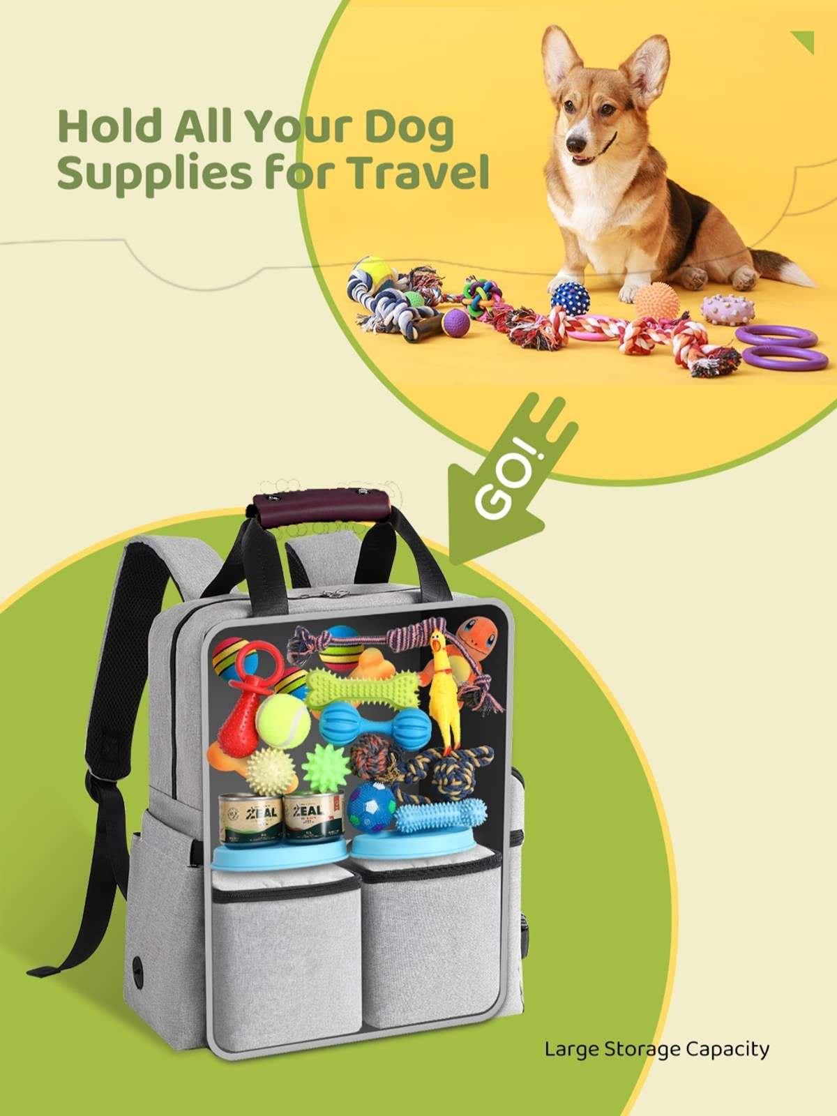 4 Set Dog Travel Bag Multi-Fun - Food Storage Hiking avaliação e preço