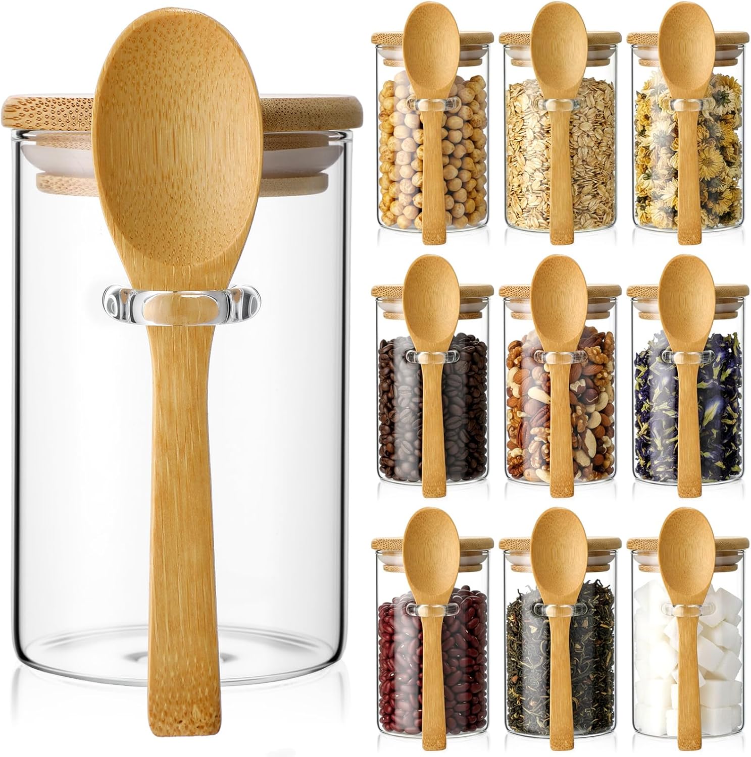 10 Pack Glass Jars with Bamboo - Food Storage Airtight avaliação e preço