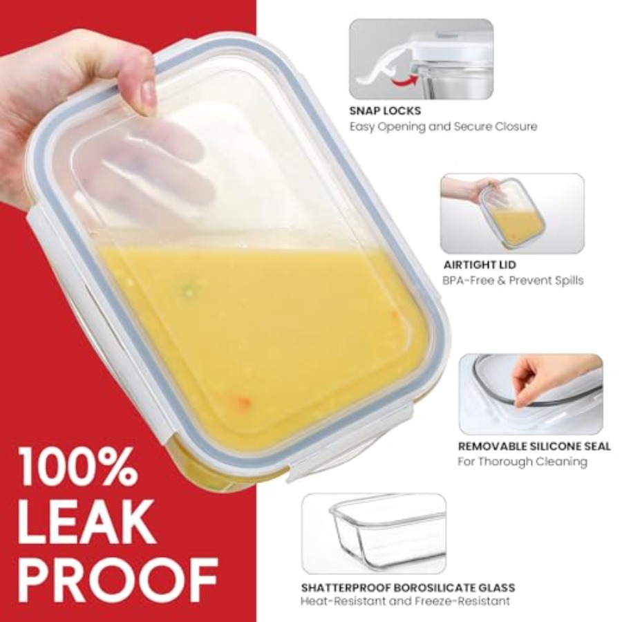 4 Pack 8 Cups/ 63oz Large Glas - Food Storage Airtight avaliação e preço