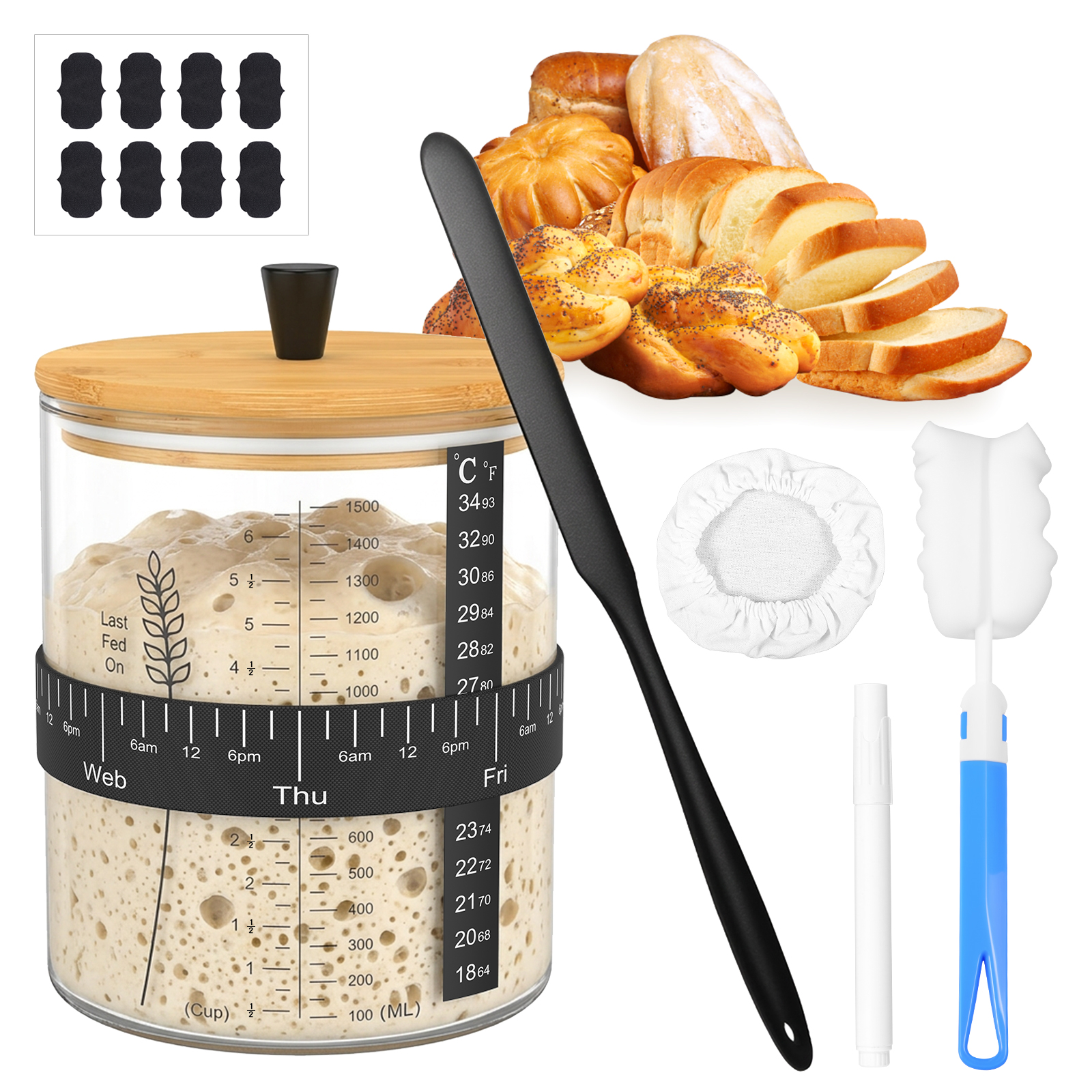 1500/900ml Sourdough Starter J - Food Storage Glass Box avaliação e preço