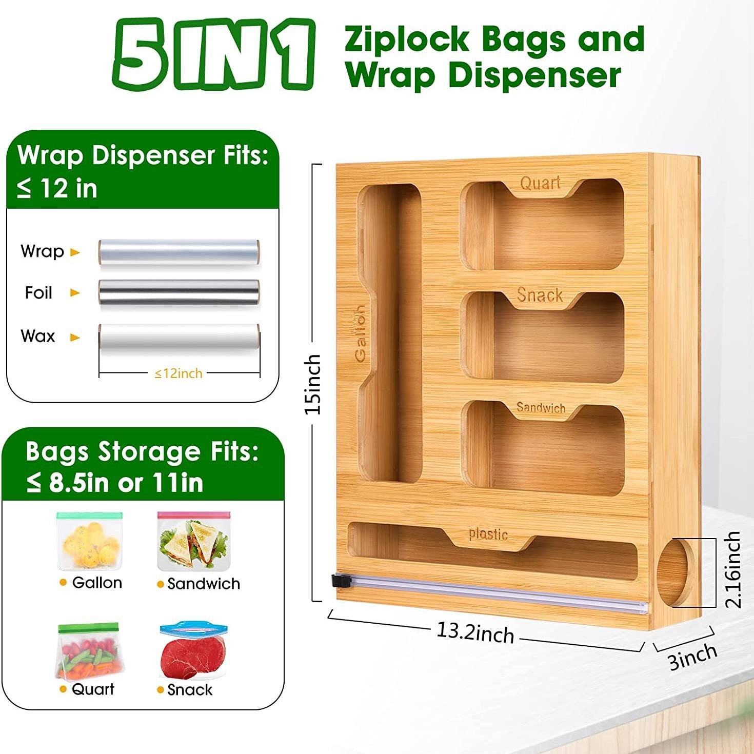 Bamboo Ziplock Food Bag Holder - Food Storage Plastic Bag avaliação e preço