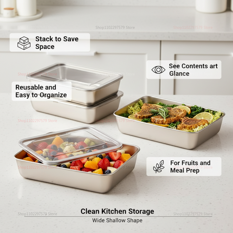Plate Stainless Steel Food Con - Food Storage Boxes With Lids avaliação e preço