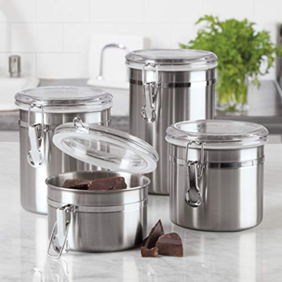 Set of 4 Stainless Steel Kitch - Food Storage Airtight avaliação e preço