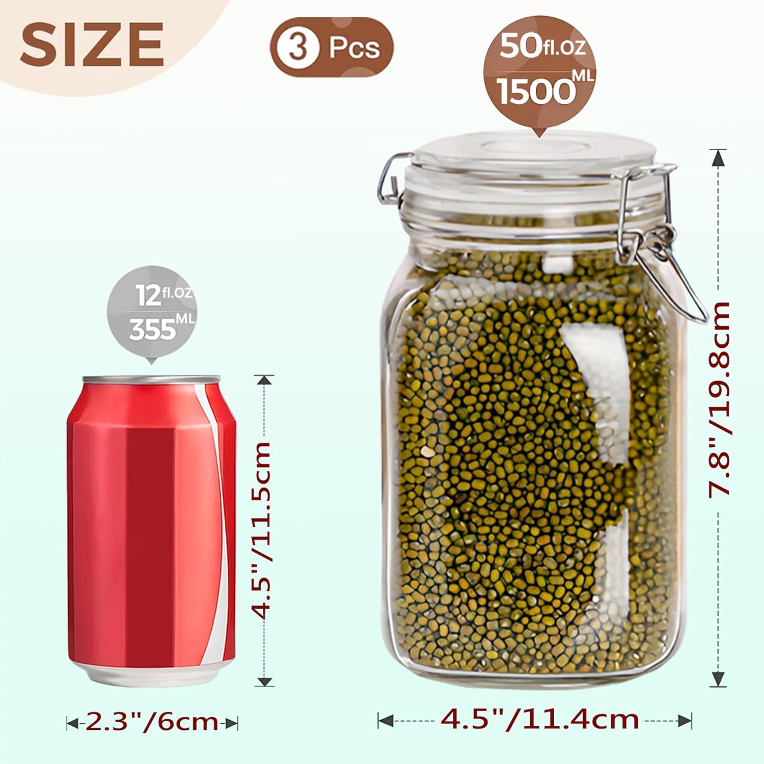 Clear Food Storage Jars 50oz S - Food Storage Airtight avaliação e preço