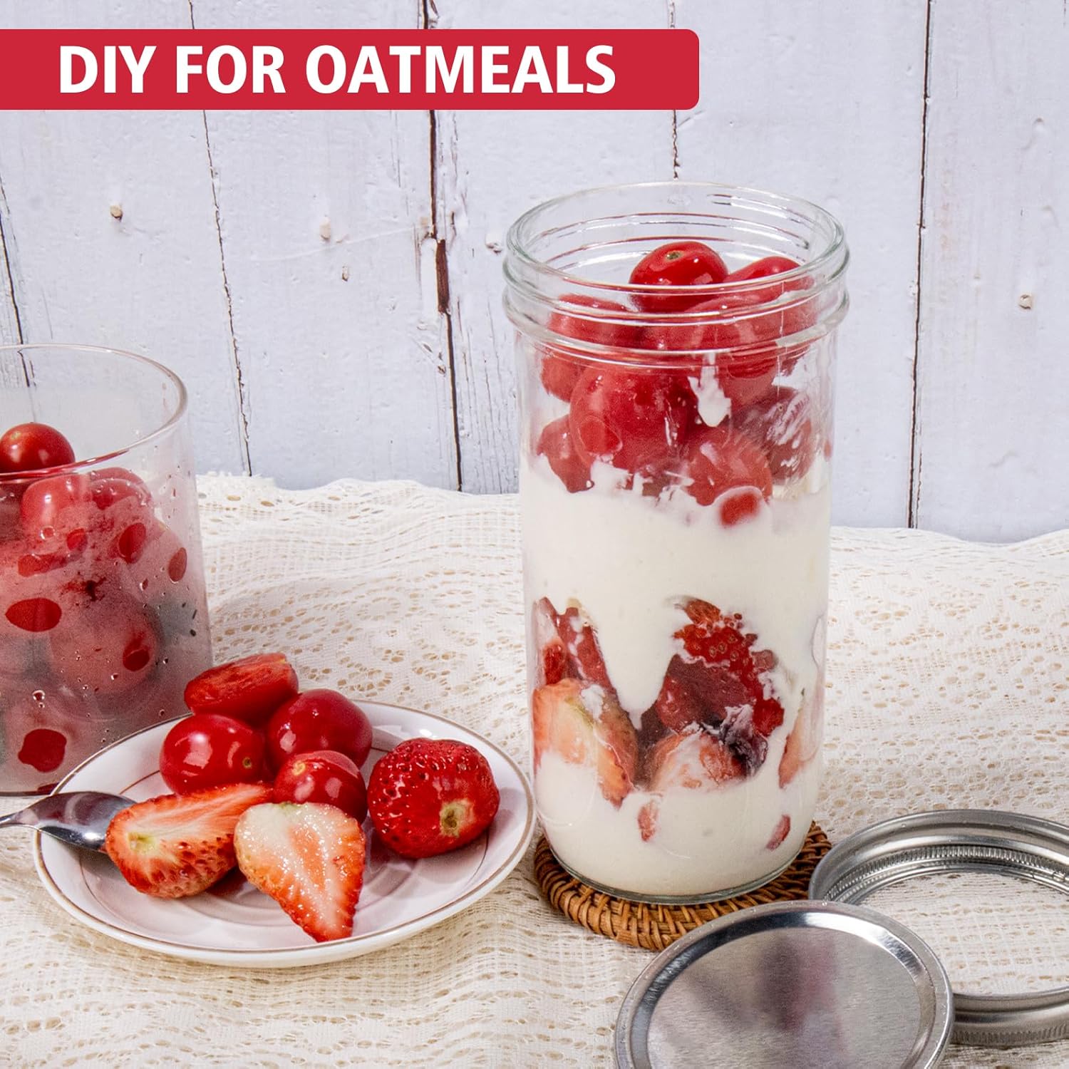 Jars Wide Mouth 6 Pack, 24oz G - Food Storage Airtight avaliação e preço