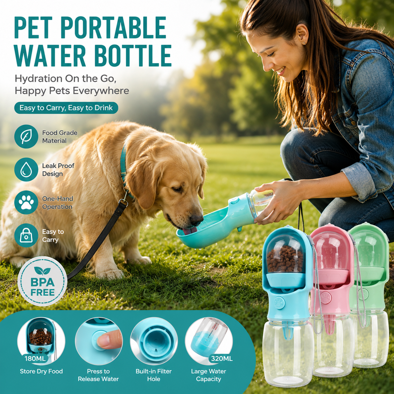 Portable 2-in-1 Dog Cat Water  - Food Storage Hiking avaliação e preço
