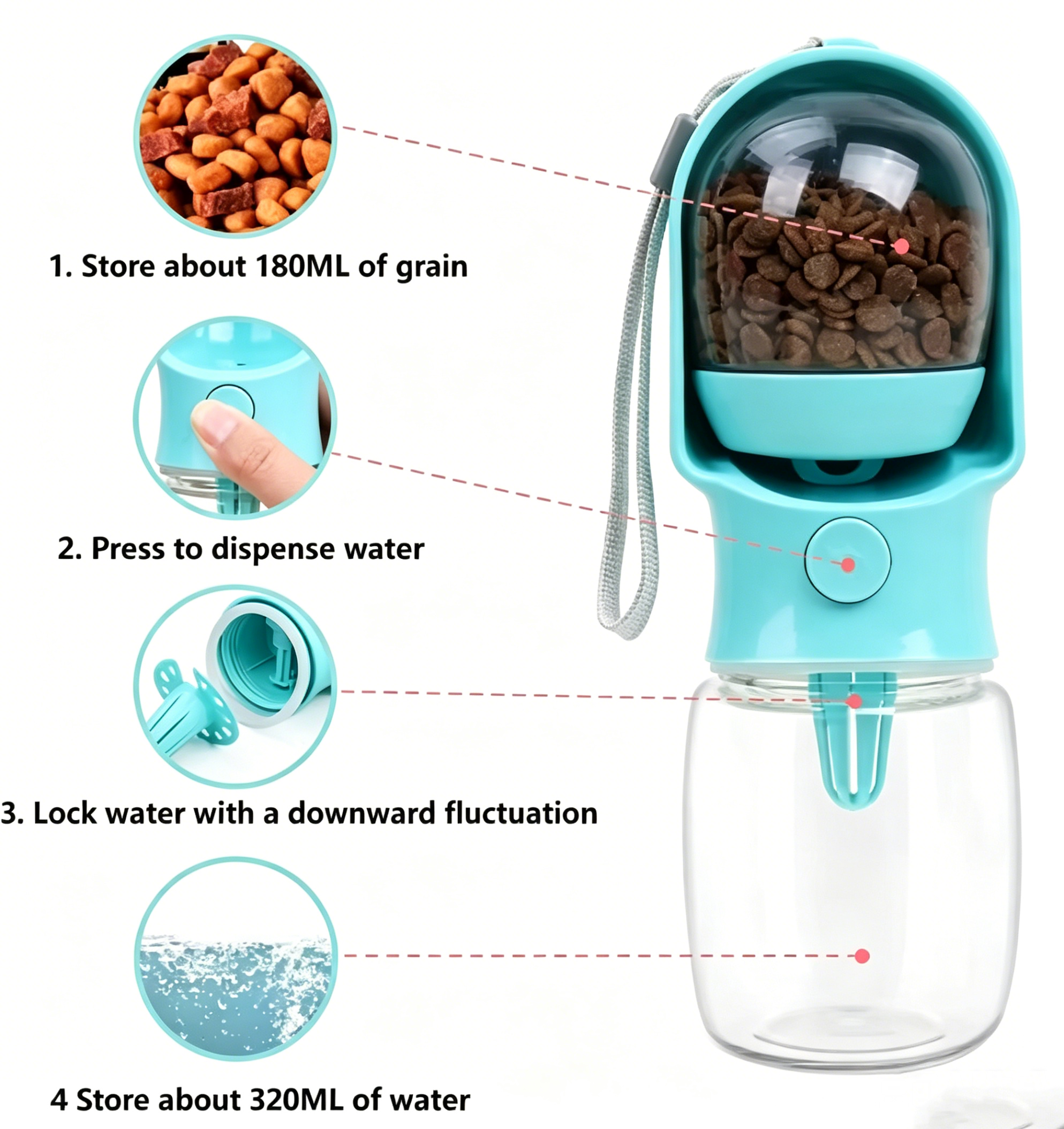 Portable 2-in-1 Dog Cat Water  - Food Storage Hiking avaliação e preço