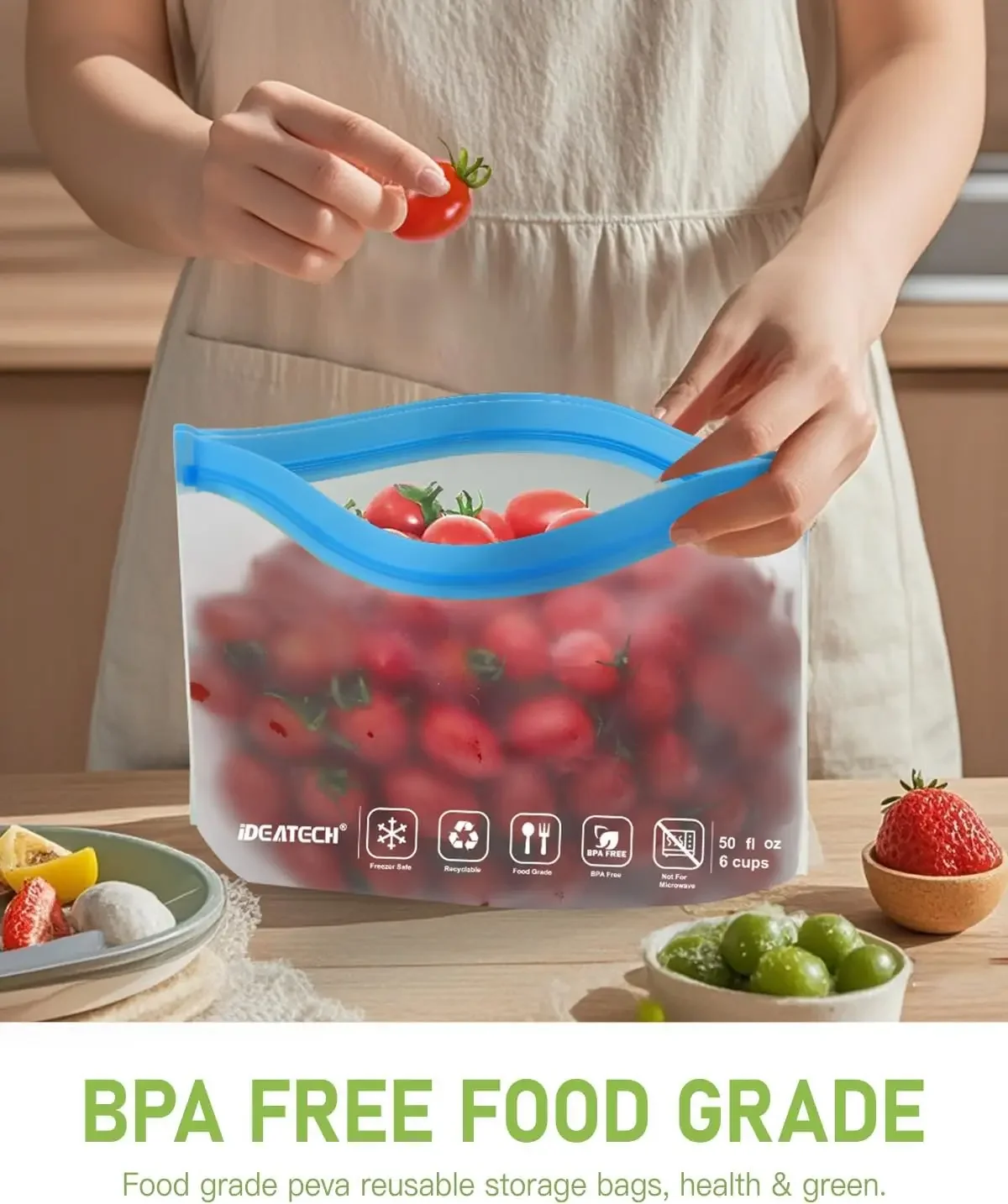 20Pack Reusable Bags Dishwashe - Food Storage Plastic Bag avaliação e preço