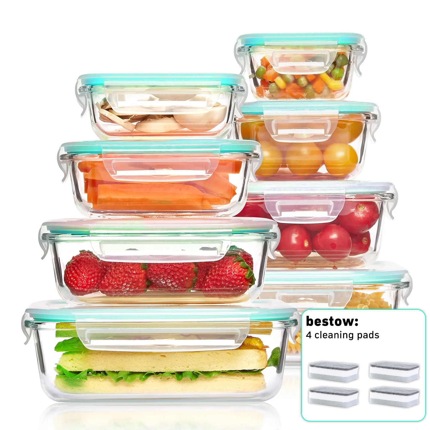 8-Pack Airtight Glass Food Sto - Food Storage Glass Box avaliação e preço