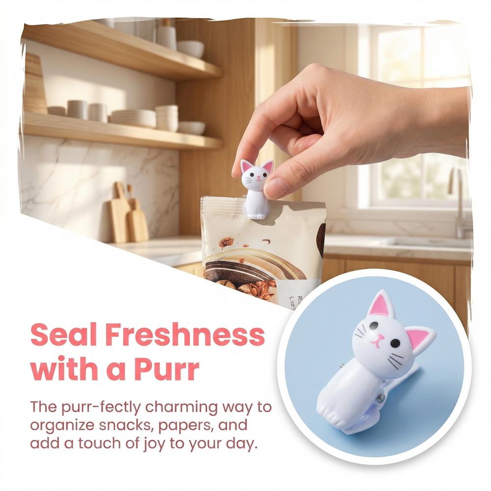 Cute Cat Shaped Bag Clips Reus - Food Storage Plastic Bag avaliação e preço
