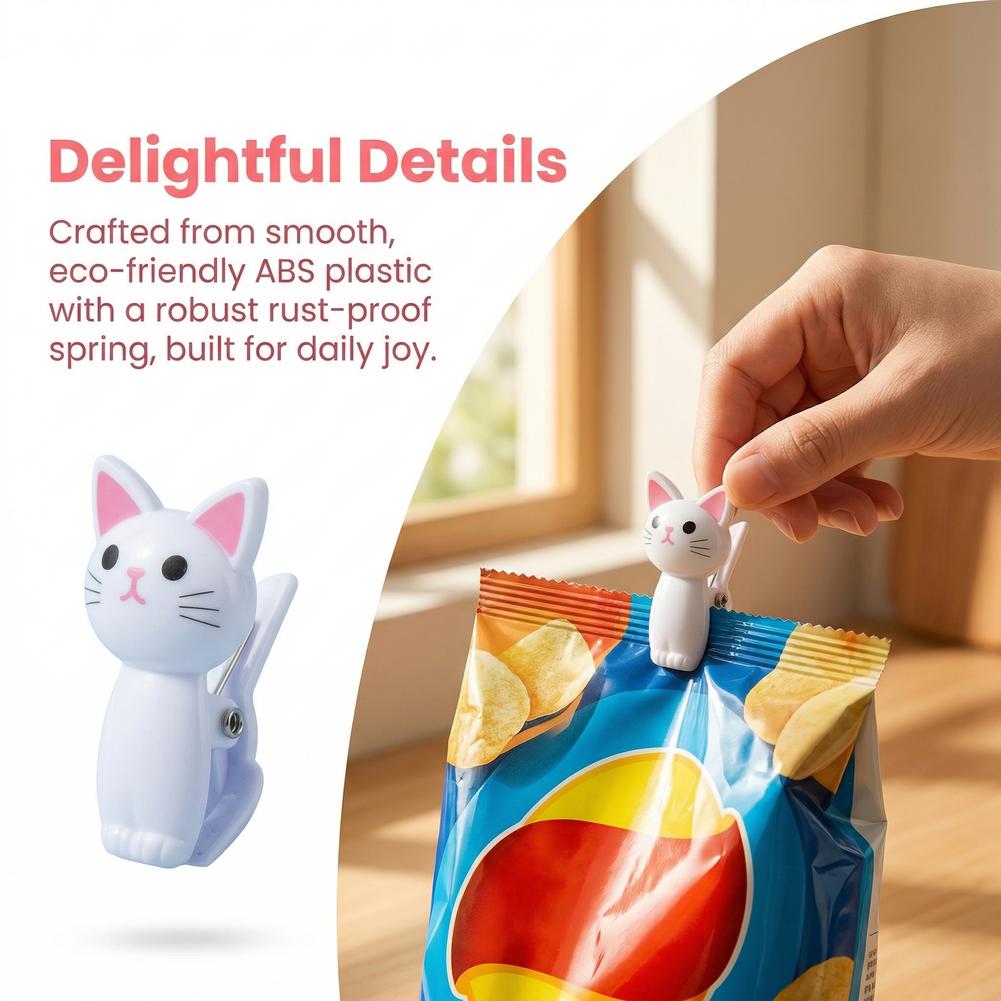 Cute Cat Shaped Bag Clips Reus - Food Storage Plastic Bag avaliação e preço