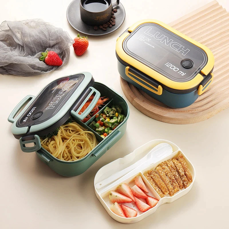 2 Layer Bento Lunch Box With I - Food Storage Hiking avaliação e preço