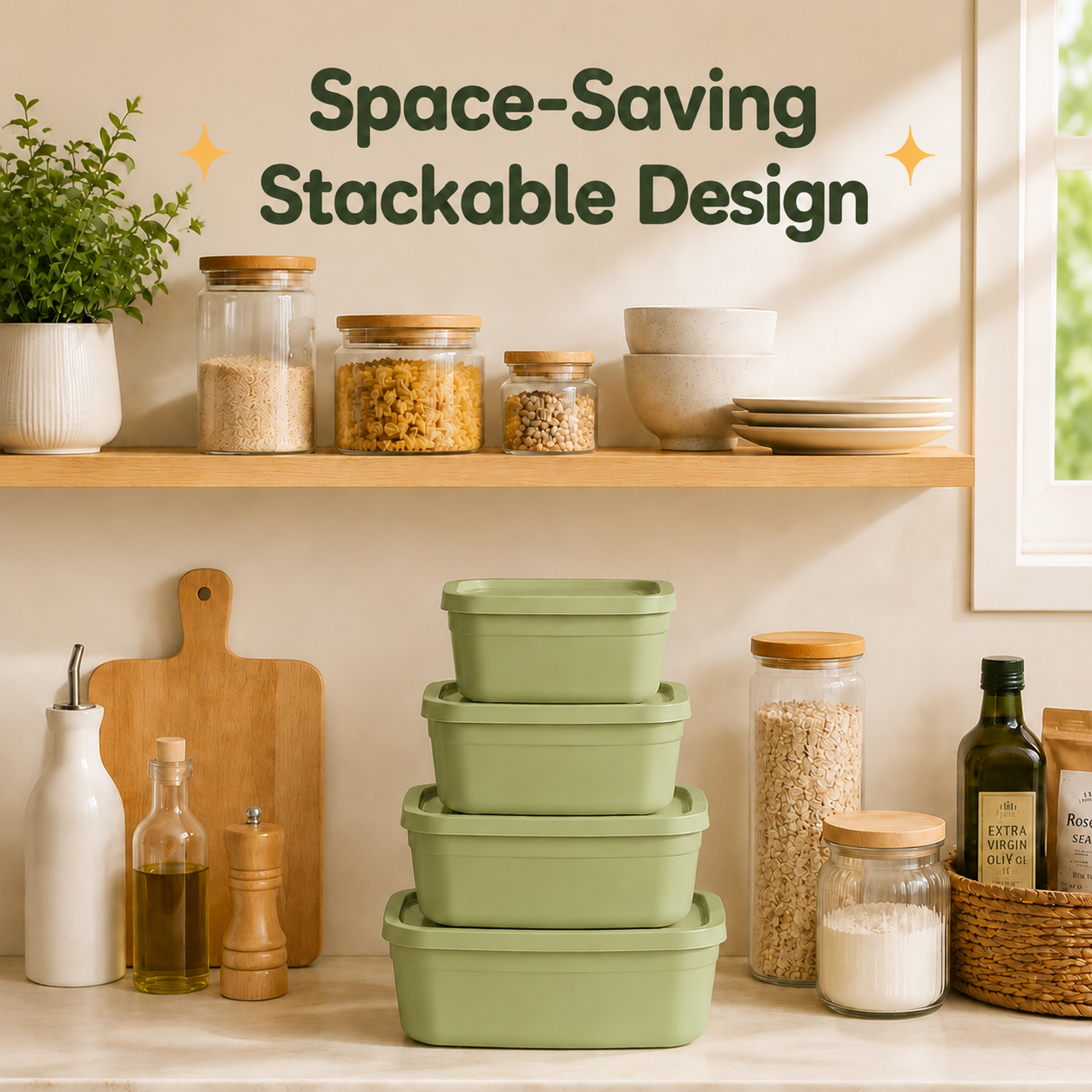 4Pcs Stackable Food Storage Co - Food Storage Boxes With Lids avaliação e preço