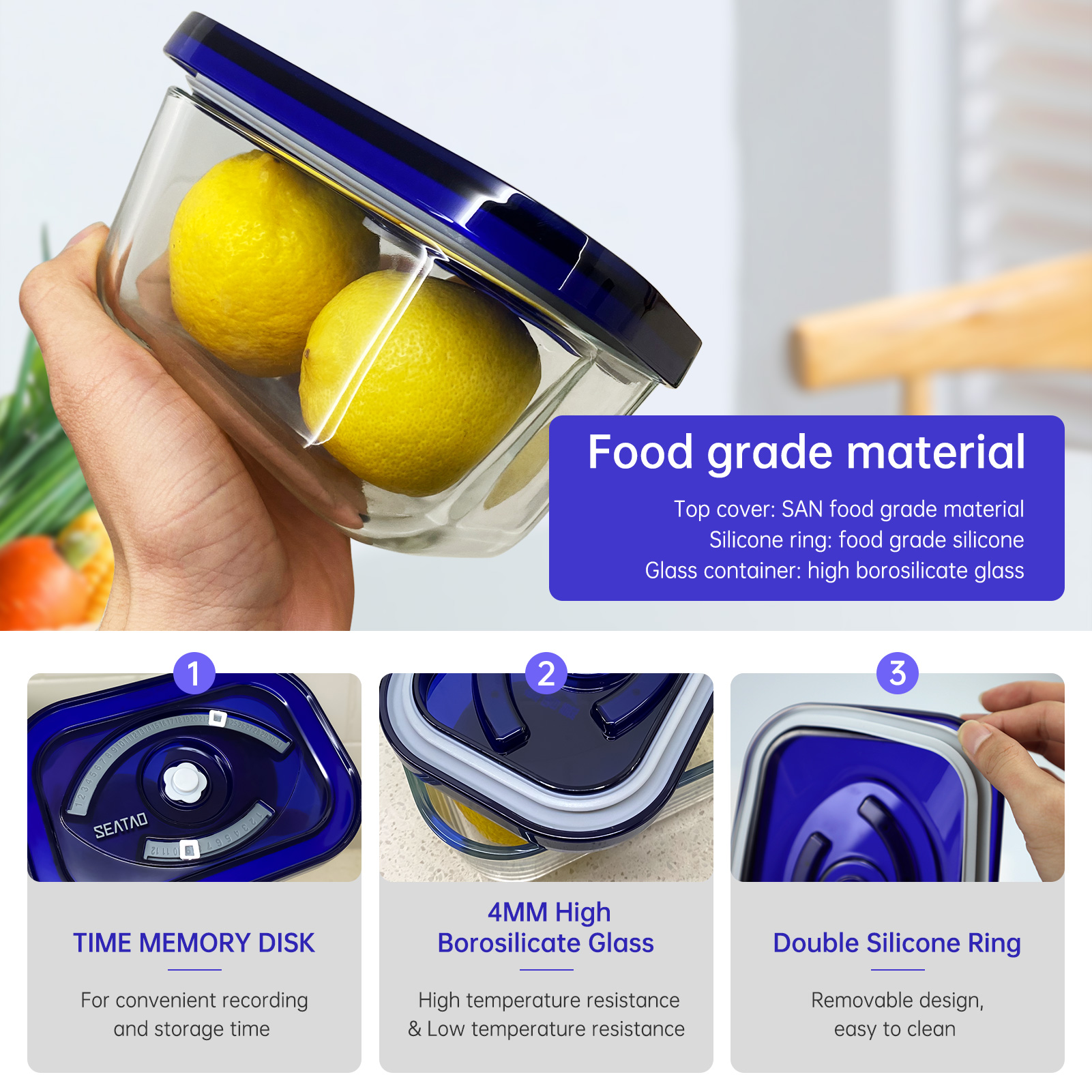 SEATAO Glass Food Storage Cont - Food Storage Glass Box avaliação e preço